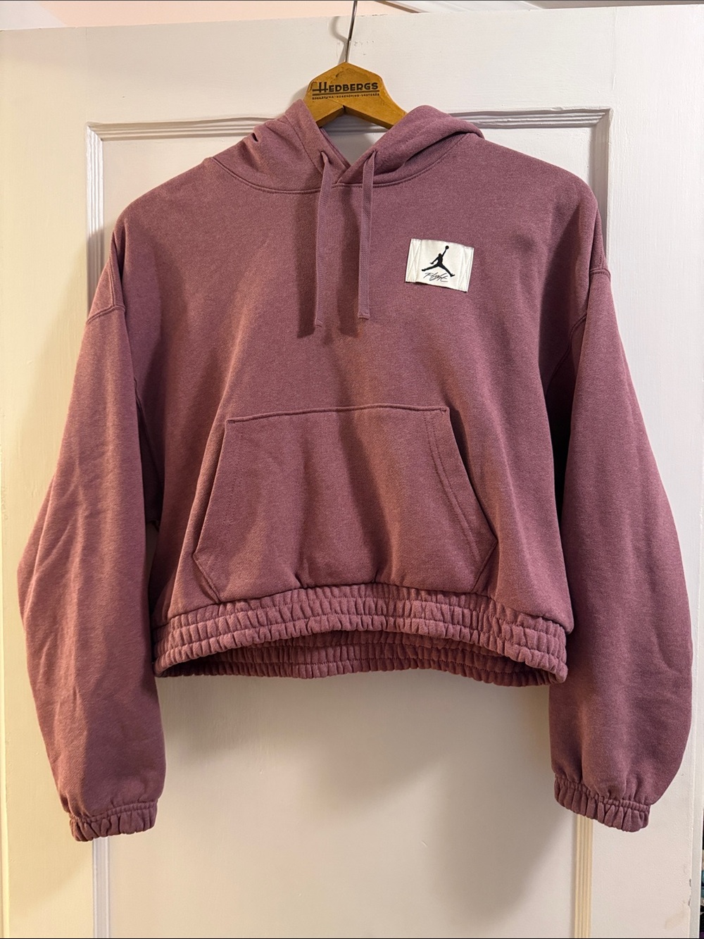 Women's Mauve Cropped Hoodie Sweatshirt w/ Elastic Waist